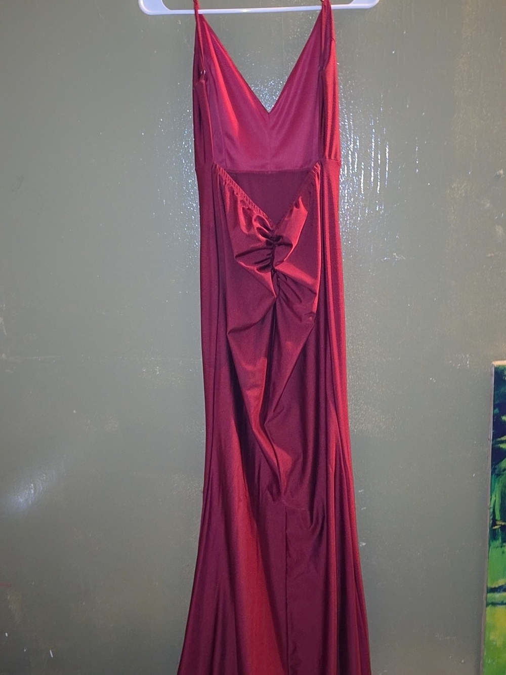 Fashion Nova Deep Wine Spaghetti Strap Twist-Front Maxi Dress